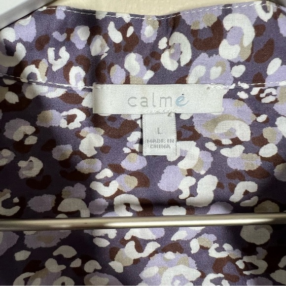 Johnny Was Calme Printed Big Shirt Dress Cadet Leopard Spots Feminine Button - Picture 6 of 11